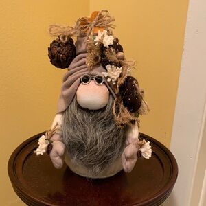 Whimsical Expresso Macchiato Gnome Decor with Gray Beard. NWT